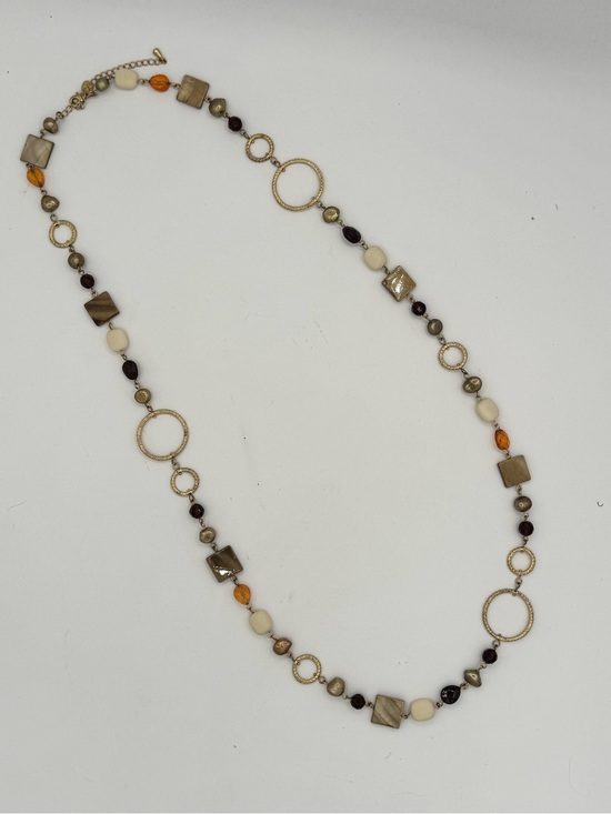 Lia Sophia Jewelry - Lia Sophia “Cipriani” 37” Long with Mother of Pearl, Brown and Amber Beads